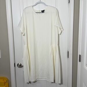 City Chic Cream Short Sleeve Pleated Panel Dress